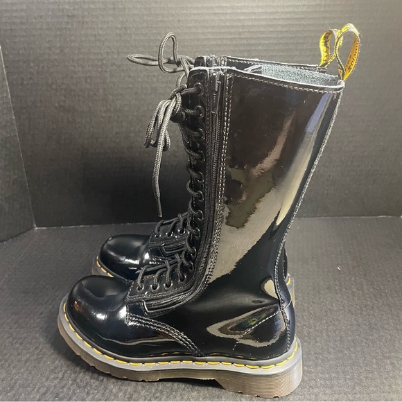Double Zipper Dr Martens Patent Leather 14 Hole Tall Boots UK 3 US 5 - Picture 3 of 15